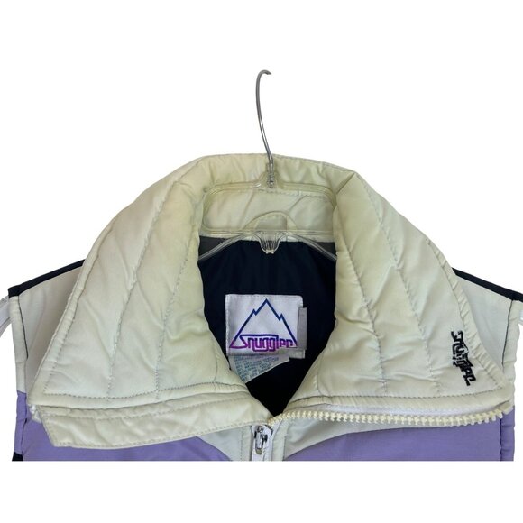 Vtg Snuggler Women's S Down Puffer Ski Vest Black Purple Colorblock Retro 80's - Picture 13 of 14
